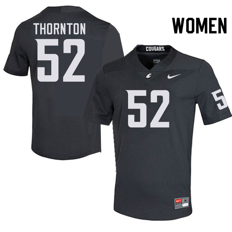 Women #52 Kyle Thornton Washington State Cougars College Football Jerseys Stitched-Charcoal